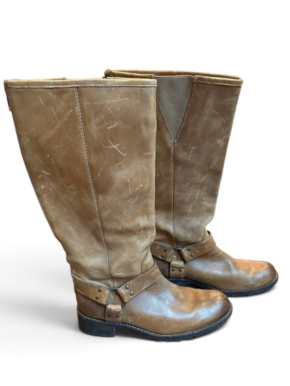 LL Bean Deerfield Rustic Harness Boots Women’s 9.5 Tall Brown Leather Equestrian